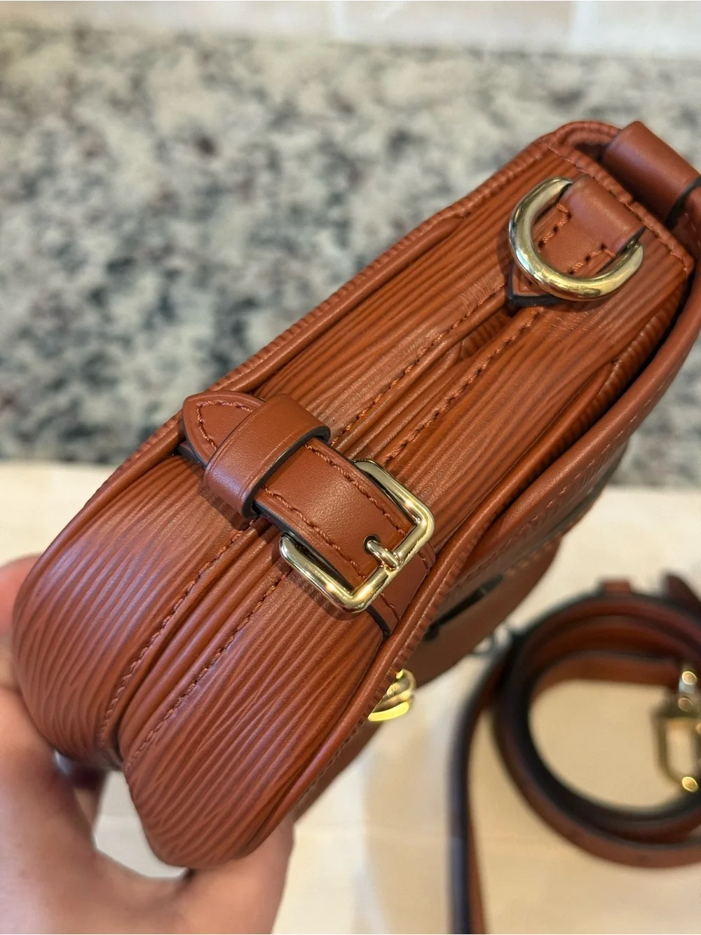 Louis Vuitton Cognac Saumur BB Epi Leather Crossbody